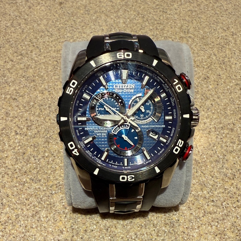 Citizen Eco-Drive Blue Dial Watch with Black Strap